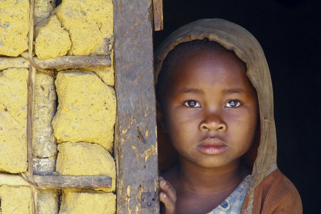 Madagascar-shy and poor african girl with headkerchief
