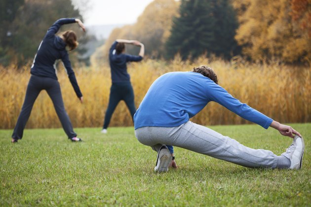 Practicing yoga