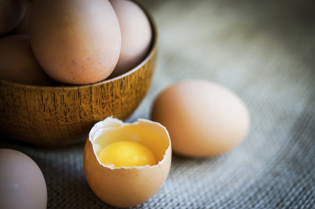 Farm raised brown chicken eggs