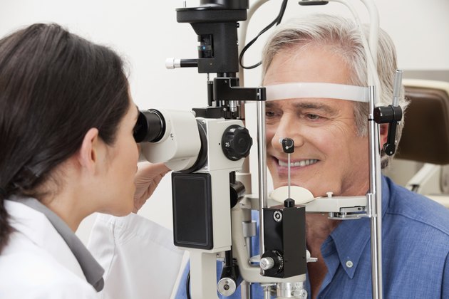 Man Undergoing a Visual Field Test