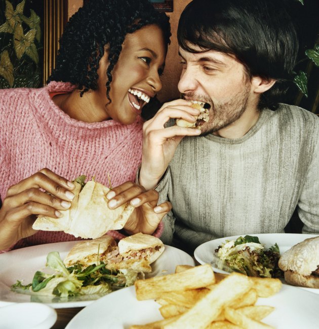 Couple Enjoying a Meal in a Pub