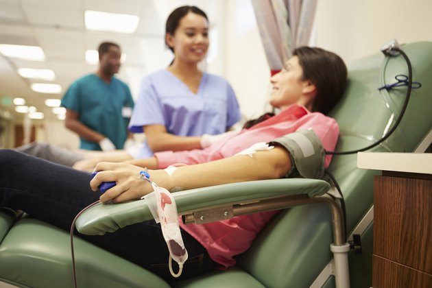 Blood Donors Making Donation In Hospital