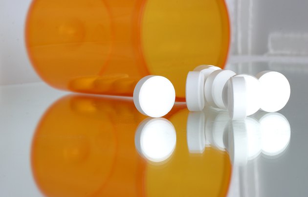 Spilled tablets of medicine close-up