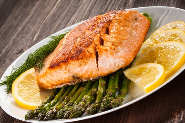 Fried salmon fillet