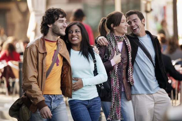 Smiling Couples Strolling