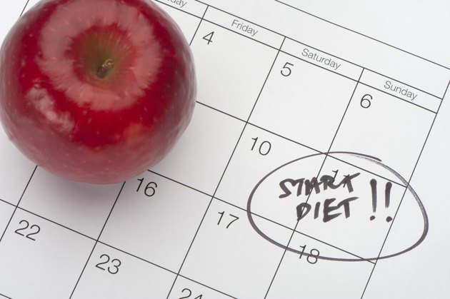 Dieting concept - Apple and Calender