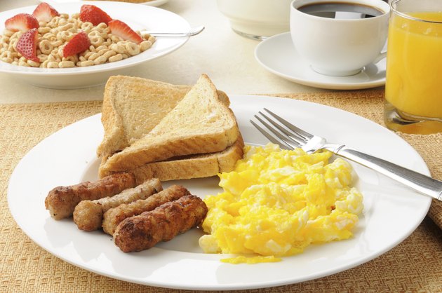 Hearty sausage and egg breakfast