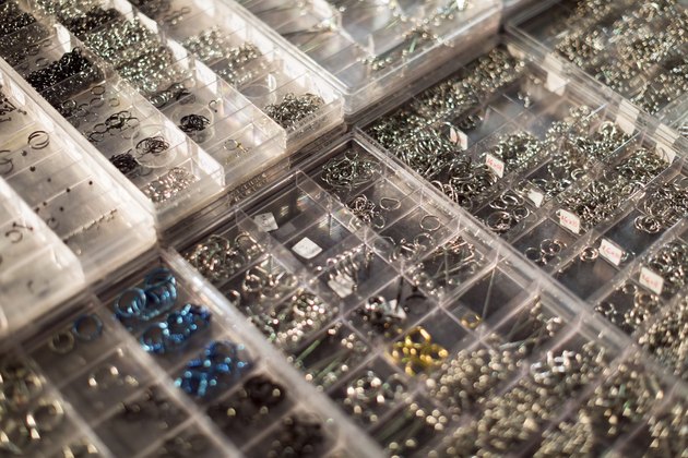 Shopwindow with body piercing jewelry