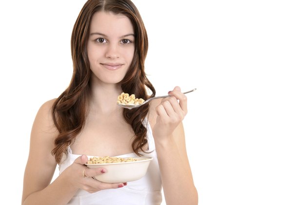 teenager with cereal