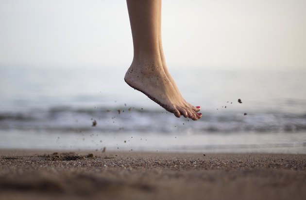 Jumping Foot shot on the beach