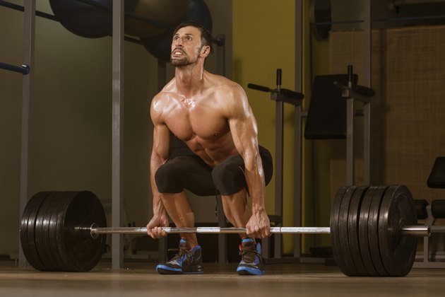 Bodybuilder Doing Deadlift For Back