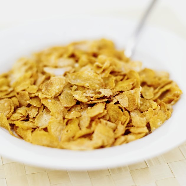 close-up of a bowl of corn flakes