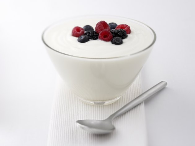 Close up of yogurt and fruit