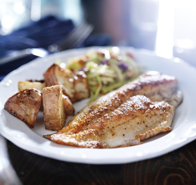 pan fried tilapia with asian slaw and roasted potatoes
