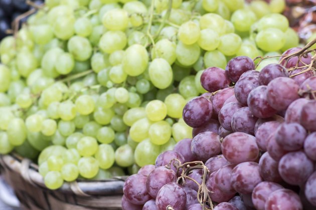 Fresh white grapes and red grapes