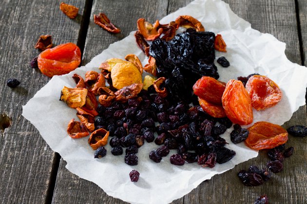 Various dried fruits: apricots, raisins, prunes, dried apples an