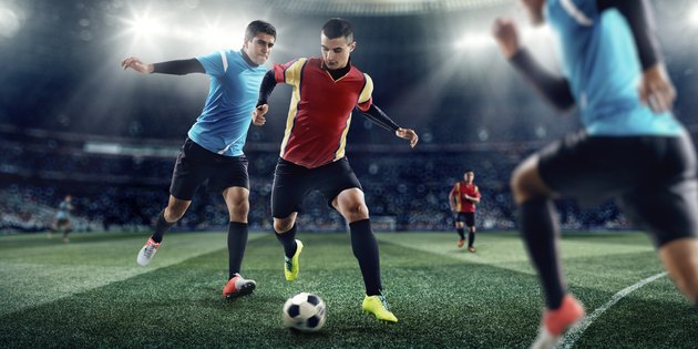 Soccer players in stadium