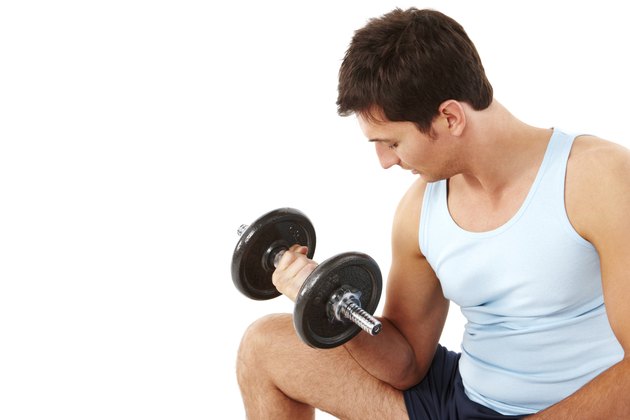 Man Doing Arm Curls - Isolated