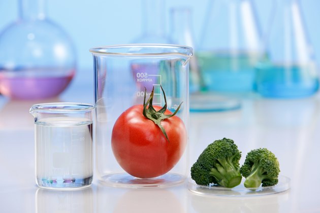 Tomato and broccoli in labware
