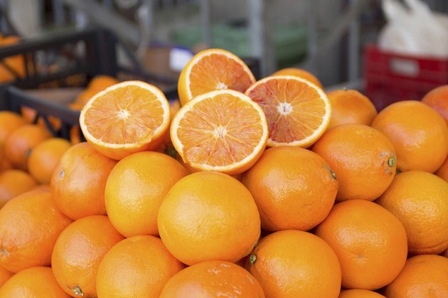 Fresh oranges on a market