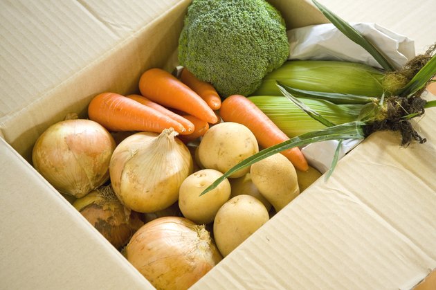 Variety of vegetables in a cardboard box
