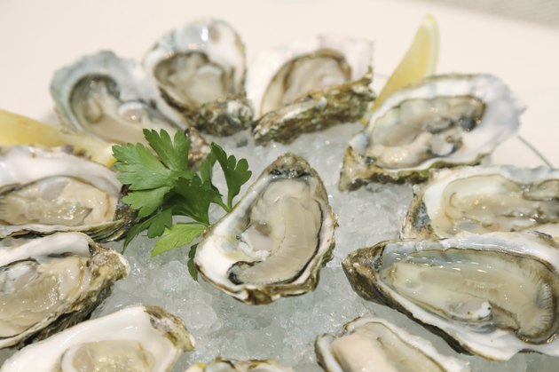 background of fresh oyster in a plate