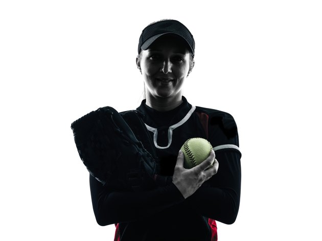 woman playing softball players silhouette isolated