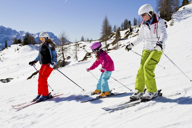 Ski family in Moountains