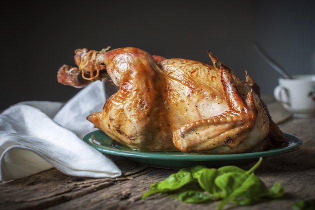 Chicken Grill on the Wooden Table, grey background