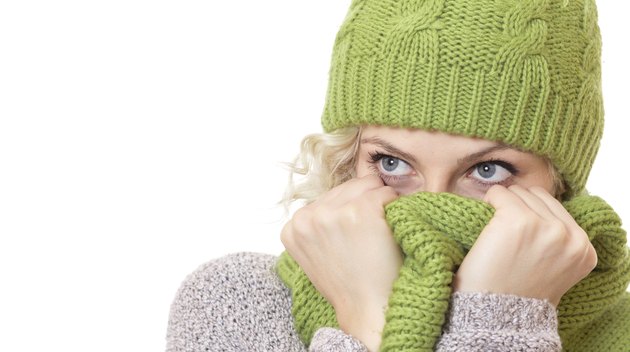 Girl covered her mouth and nose or face with scarf