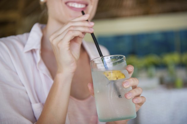 Drinking coconut water