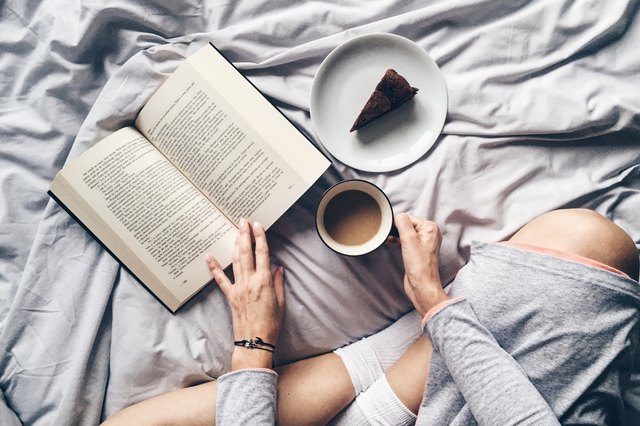 woman reading in the evening
