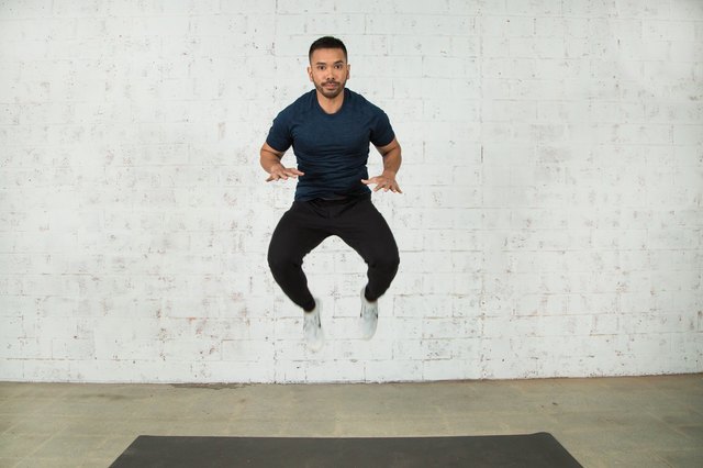 Mike Donavanik demonstrates a tuck jump burpee