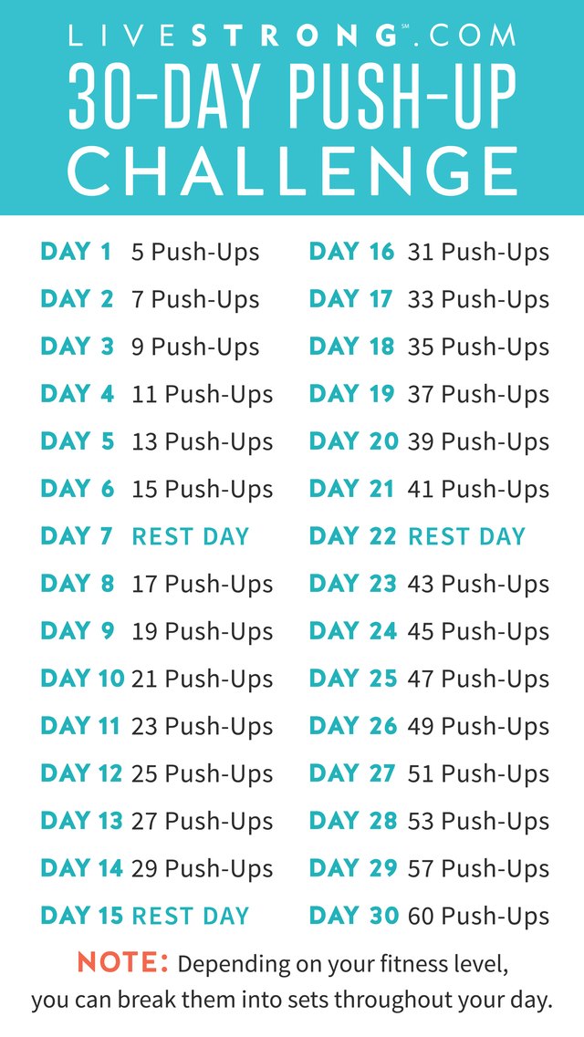 LIVESTRONG.COM 30-Day Push-Up Challenge Calendar