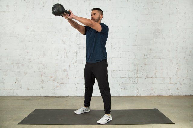 Mike Donavanik demonstrates a kettlebell swing