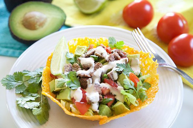 Taco Salad with Edible Cheddar Bowls