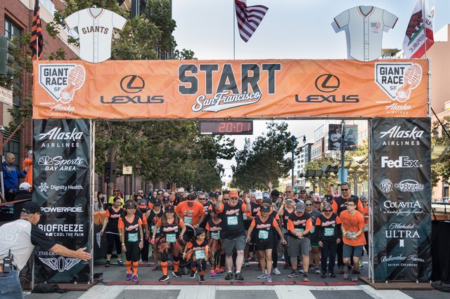 Runners at the starting line for The Giant Race