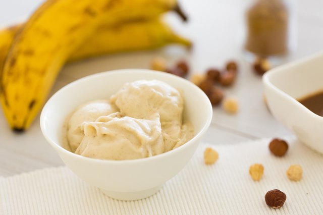 Frozen Banana whipped in bowl