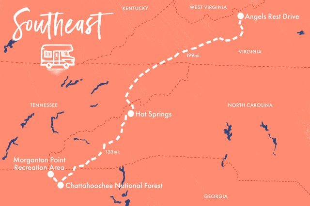 Map of Southeast road trip