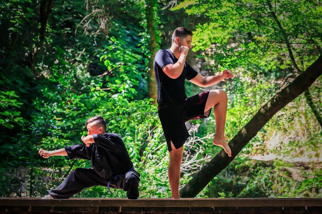 two men learning Hung Gar Kung Fu