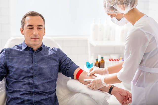 Medical worker undergoing collecting analysis