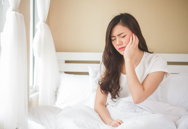 Asian woman toothache, pain, hurt and injured, tooth, teeth and dentistry woman concept