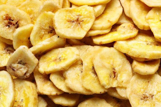 Dried banana slices background