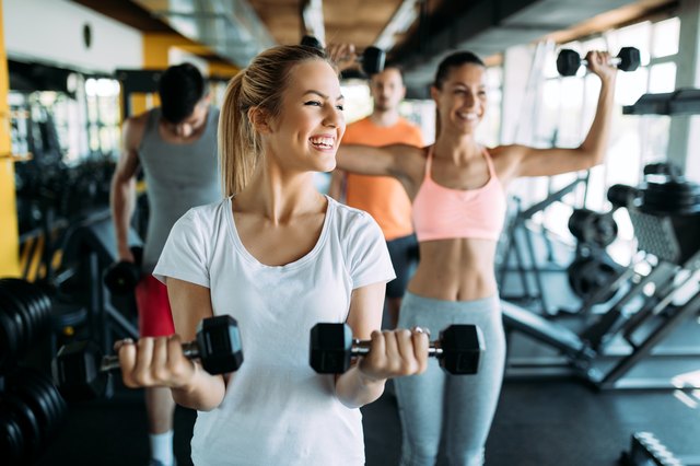 Picture of two fitness women in gym
