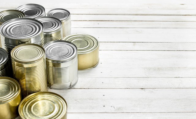 Tin cans with food