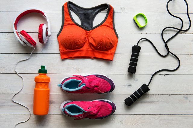 High Angle View Of Sports Equipment On Table