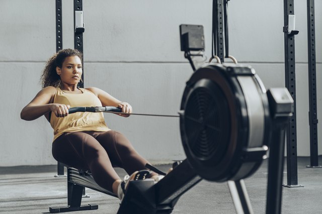 Rowing machine before outlet and after female