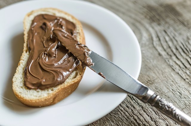 Slice of bread with chocolate cream