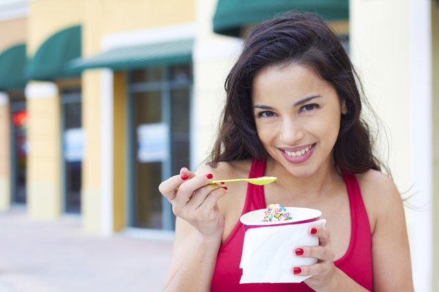 Young Woman Enjoying Frozen Yogurt