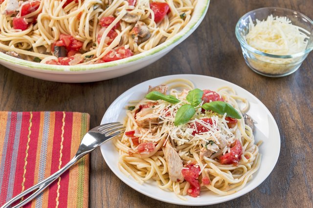 Chicken, tomato and basil linguine